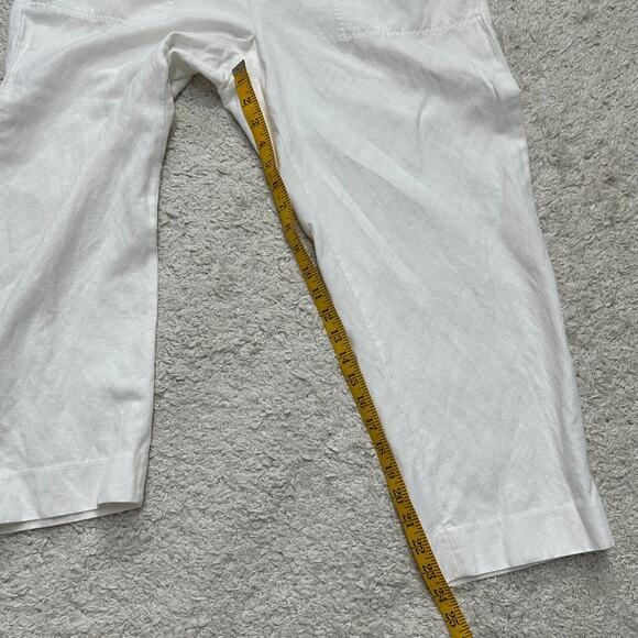 Banana Republic Linen Blend Pull On Drawstring Crop Wide Leg Flowy Pants Sz: L - Picture 6 of 9